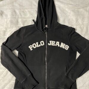 Ralph Lauren Polo Jeans black zip up hoodie. Size extra small.